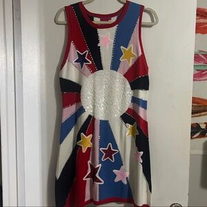 QUEEN OF SPARKLES Multicolor Starburst Sequin Panel Dress